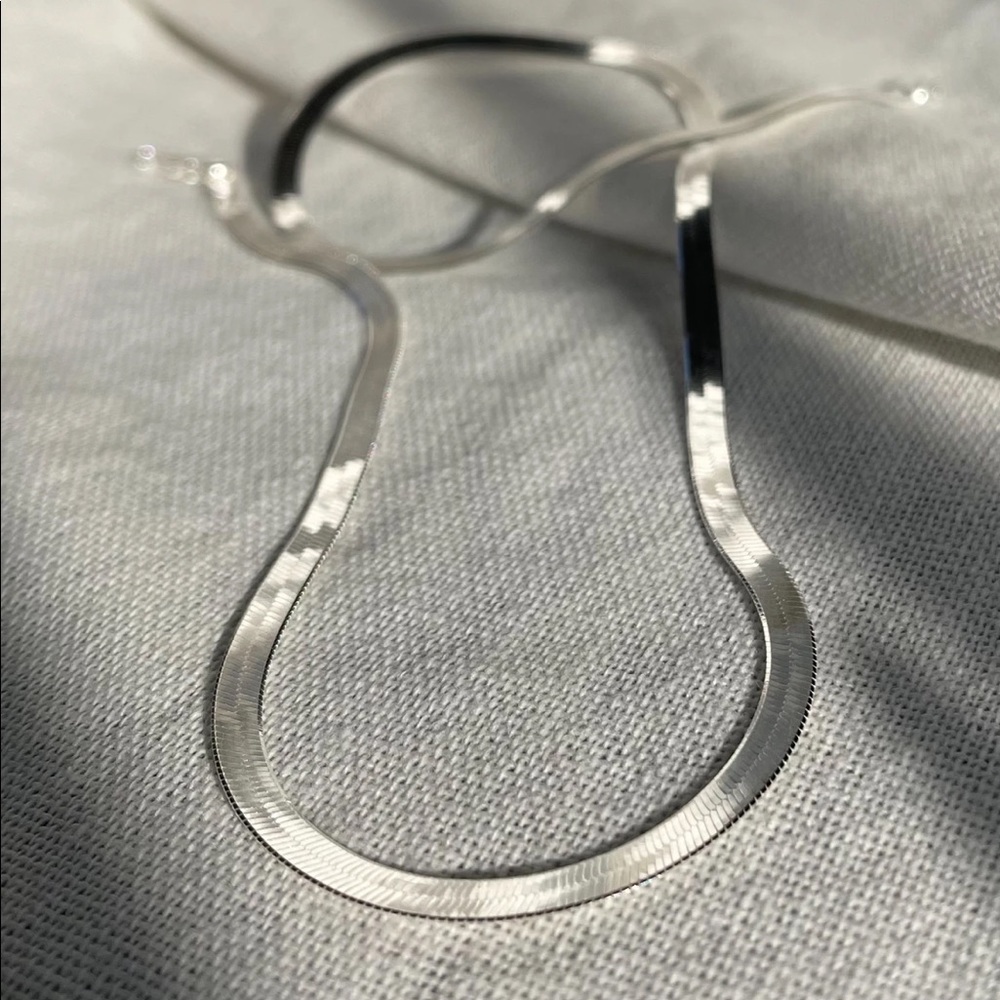 925 Italian Sterling Silver Herringbone Chain Necklace